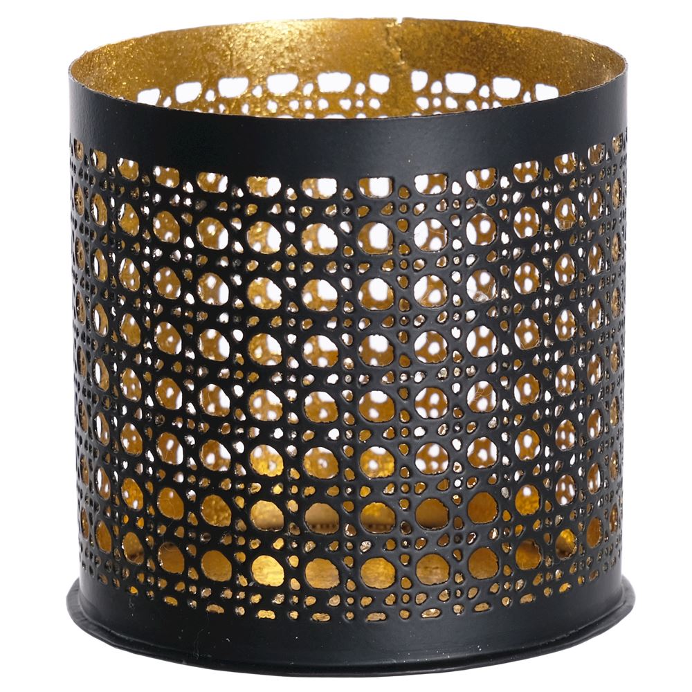 BLACK & GOLD METAL VOTIVE 10x10cm | From WJ Sampson