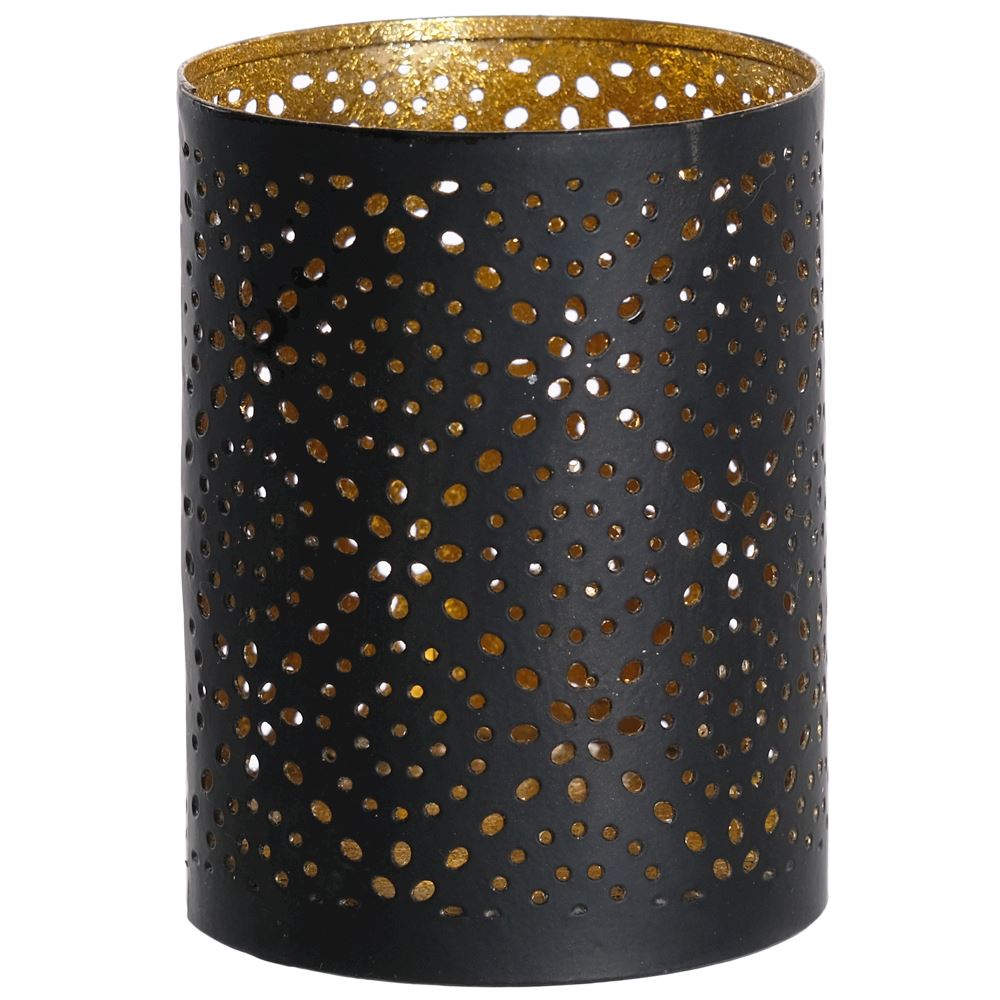 Black & Gold Metal Votive 9x9x11cm 