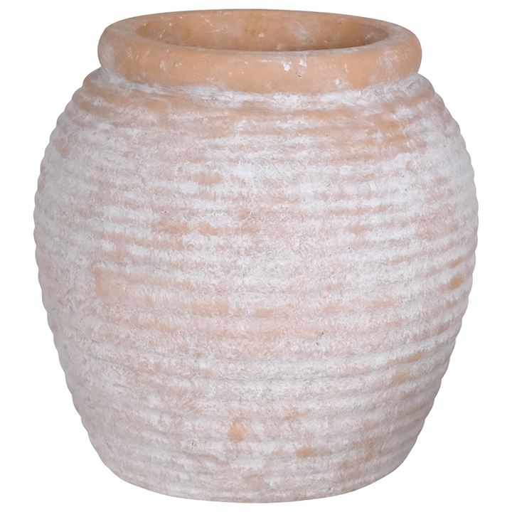 TERRACOTTA RIBBED VASE 25x25x27cm