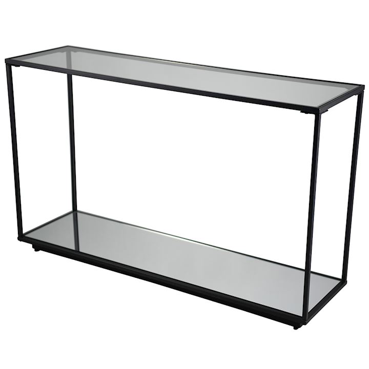 BLACK & GLASS CONSOLE TABLE 132x36x81cm