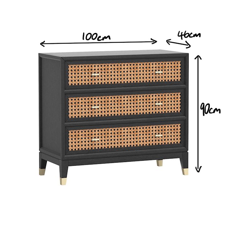 BATAVIA 3 DRAWER CHEST 100x46x90cm