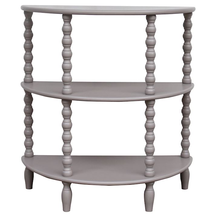 PEBBLE GREY HALF-MOON 3 TIER SHELVING UNIT 71x33x76cm