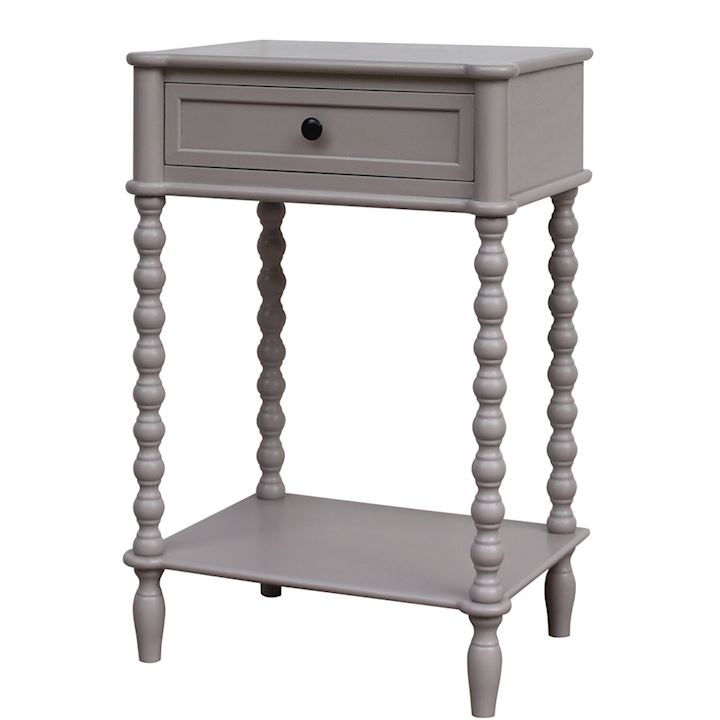 PEBBLE GREY 1 DRAWER SIDE TABLE 50x38x75cm