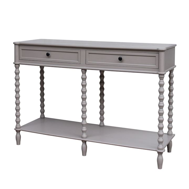 PEBBLE GREY LARGE 2 DRAWER CONSOLE 120x40x81cm