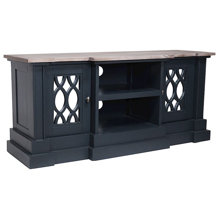 TEDBURY OFF BLACK TWO DOOR MEDIA UNIT 120x40x55cm