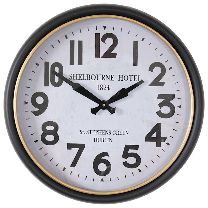 BLACK FRAMED SHELBOURNE WALL CLOCK 45x45cm