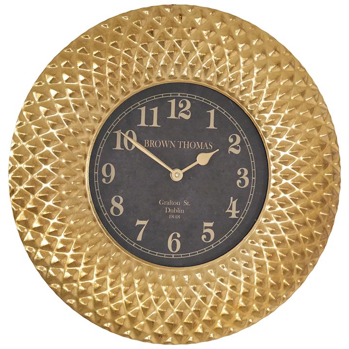 GOLD FRAMED BROWN THOMAS WALL CLOCK 38x38cm