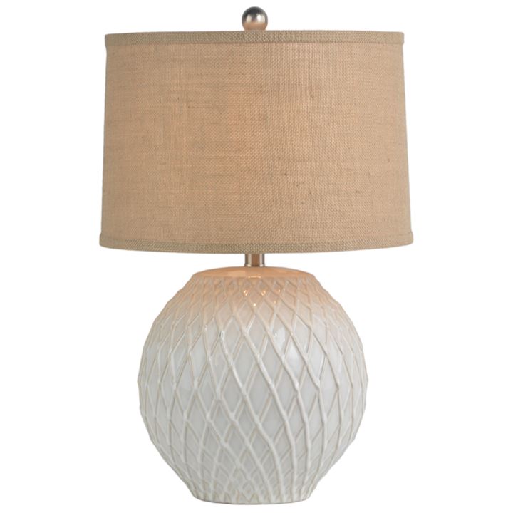 CERAMIC TABLE LAMP WITH BURLAP SHADE 35x38x56cm