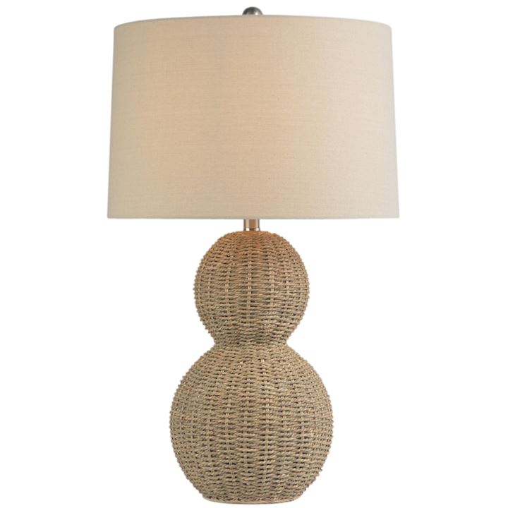 RATTEN TABLE LAMP WITH OATMEAL SHADE 41x43x74cm