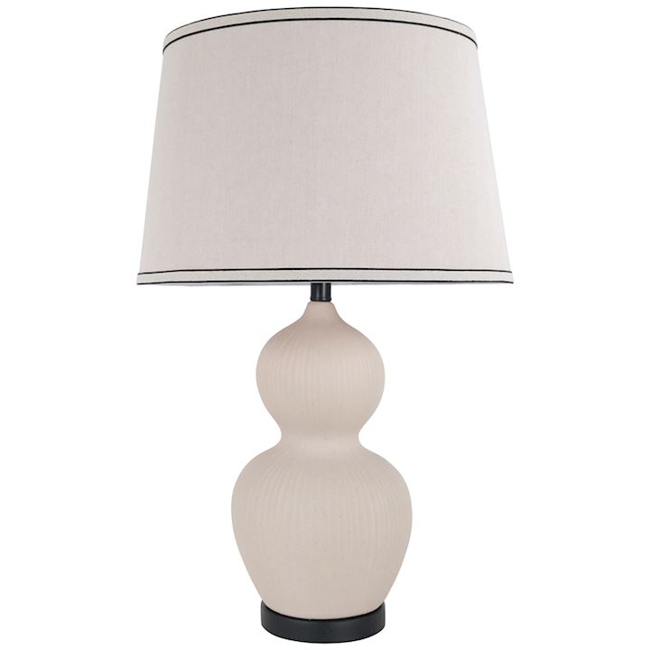 IVORY CERAMIC LAMP WITH OATMEAL & BLACK SHADE 43x43x70cm