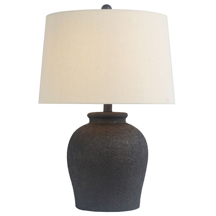 BLACK LAMP WITH OATMEAL SHADE 40x40x59cm