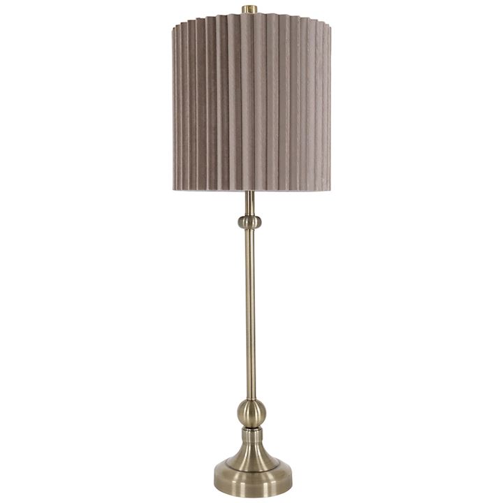 GOLD BUFFET LAMP WITH BEIGE GREY SHADE 23x23x71cm