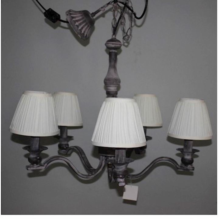 5 LIGHT CHANDELIER W/FABRIC SHADES 65cm