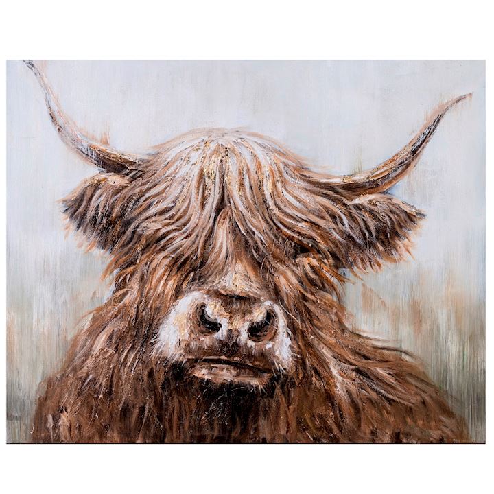 HIGHLAND COW ON CANVAS 100x80cm