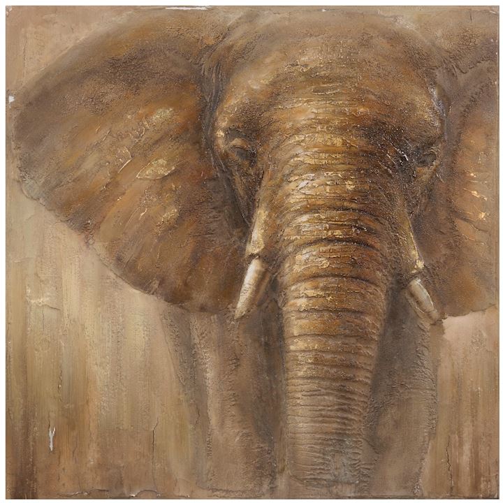 ELEPHANT ON CANVAS 100x100cm