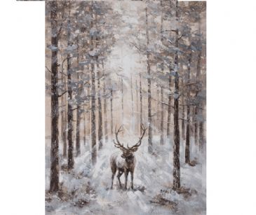 SPECIAL...STAG IN WOODS H'PAINTED ON CANVAS 90x120cm