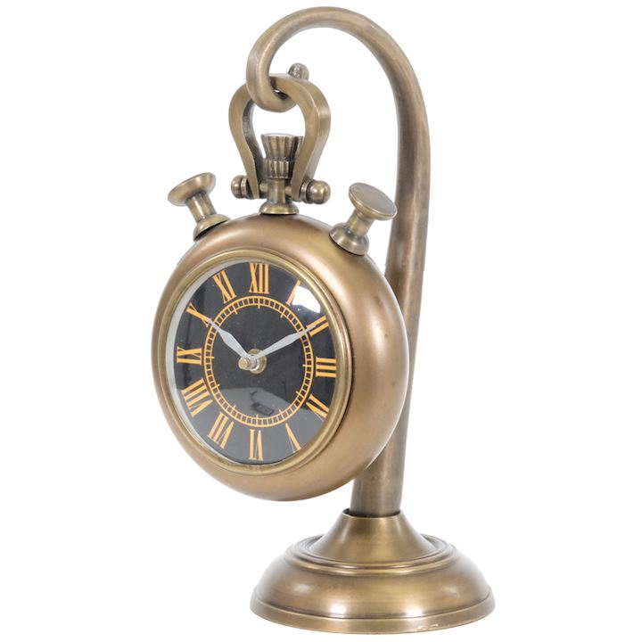 A/Q BRASS ROMAN NUMERIAL CLOCK ON STAND 14x14x29cm