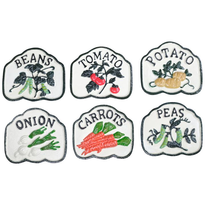 SET OF 6 VEGETABLE SIGNS 11x7x33cm